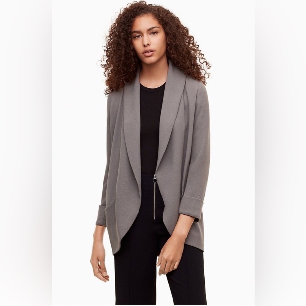 Aritzia Wilfred Chevalier Gray Open Front Blazer Size 4 Business Casual Office
